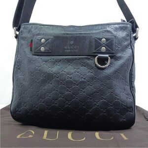 Gucci Embossed Black Leather Crossbody